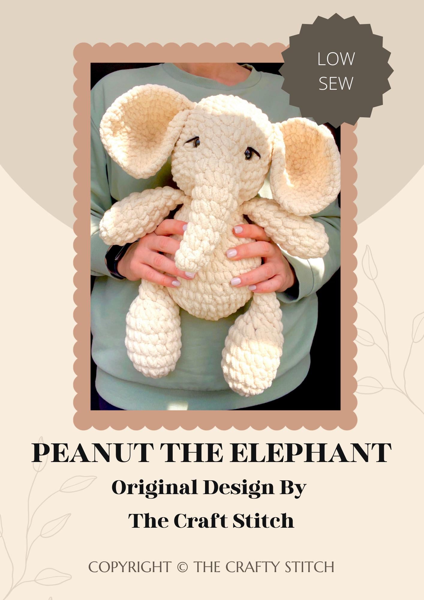 Crochet Amigurumi Peanut the Elephant Pattern (Digital PDF)